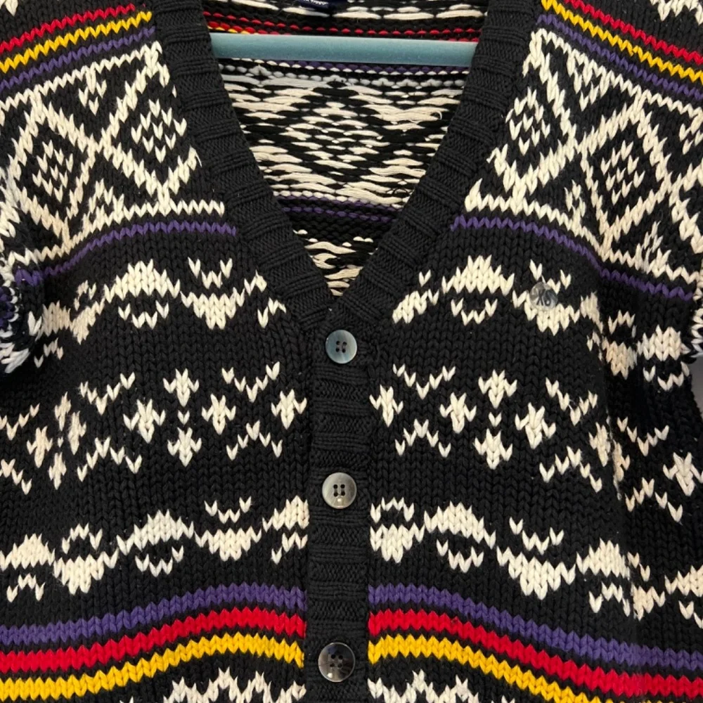 GAP cropped button up knit cardigan 100% cotton aztec print size XS - Picture 3 of 6